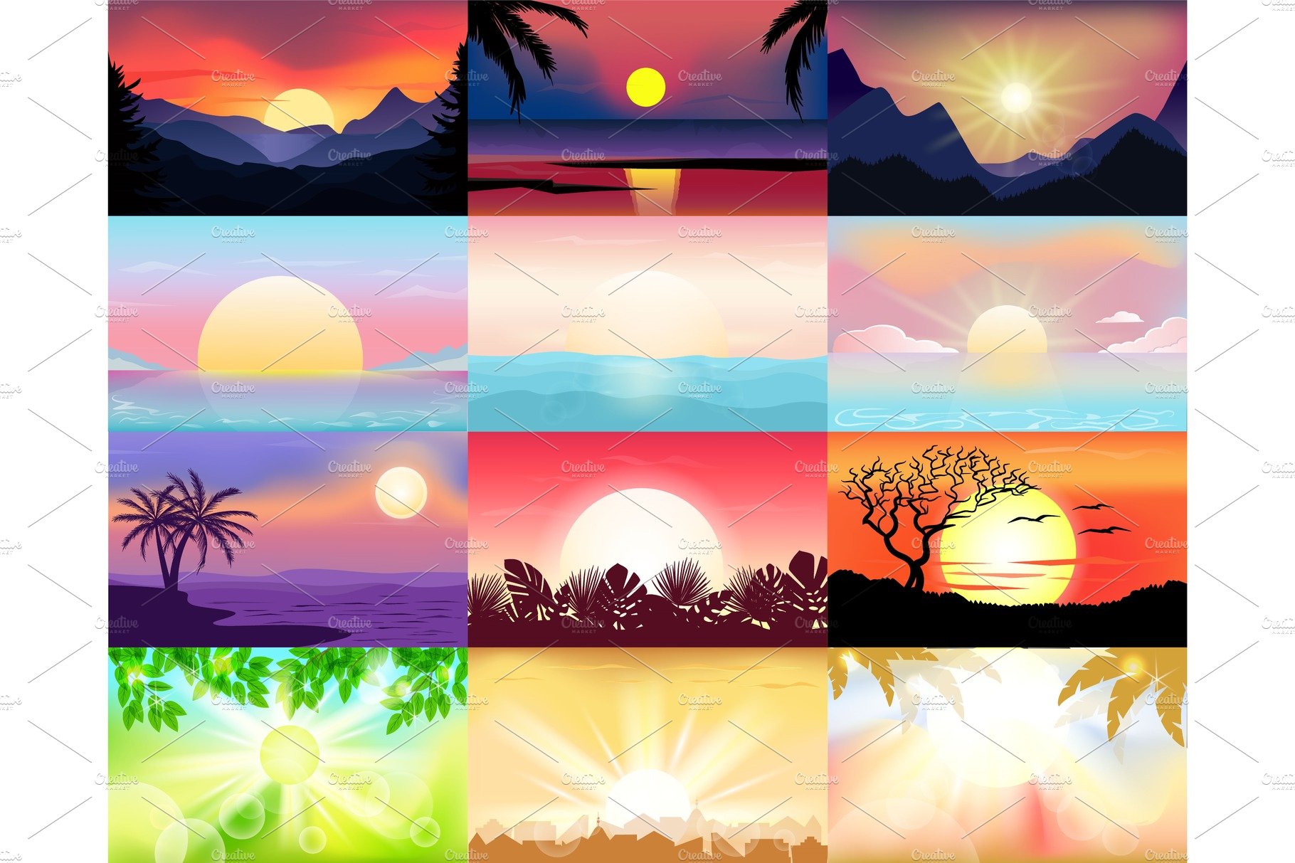 Sunset vector sunrise with Hawaii cover image.