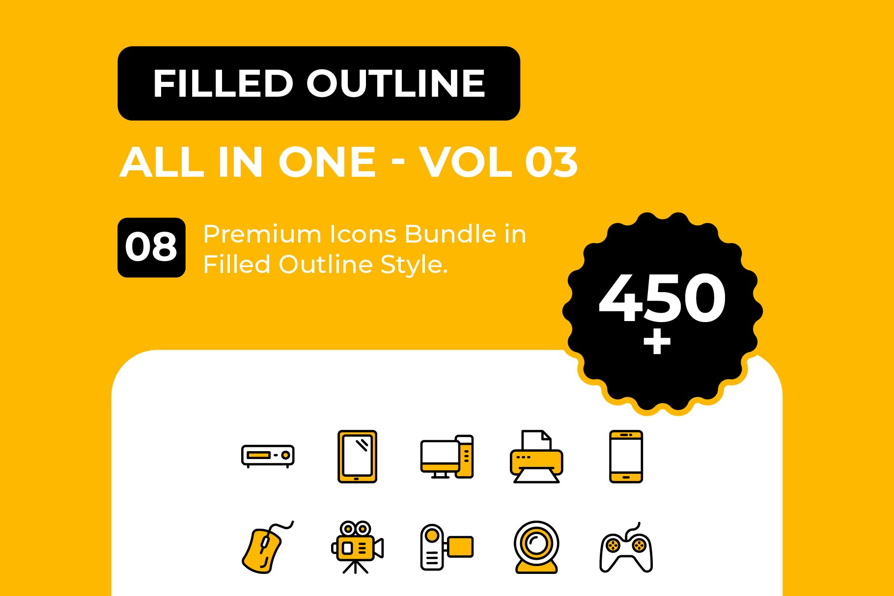 Filled Outline Icons Bundle cover image.