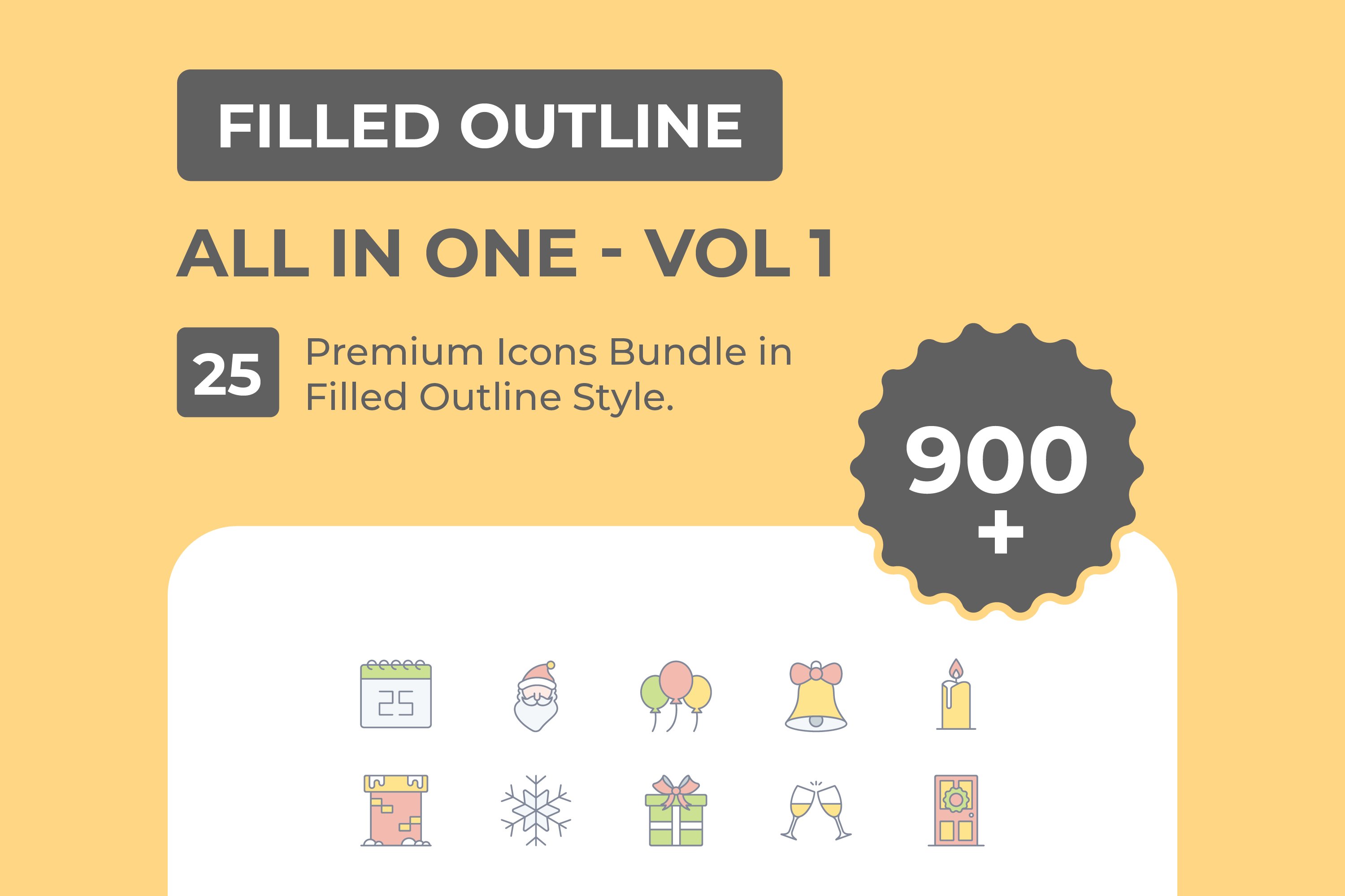 Filled Outline Icons Mega Bundle cover image.