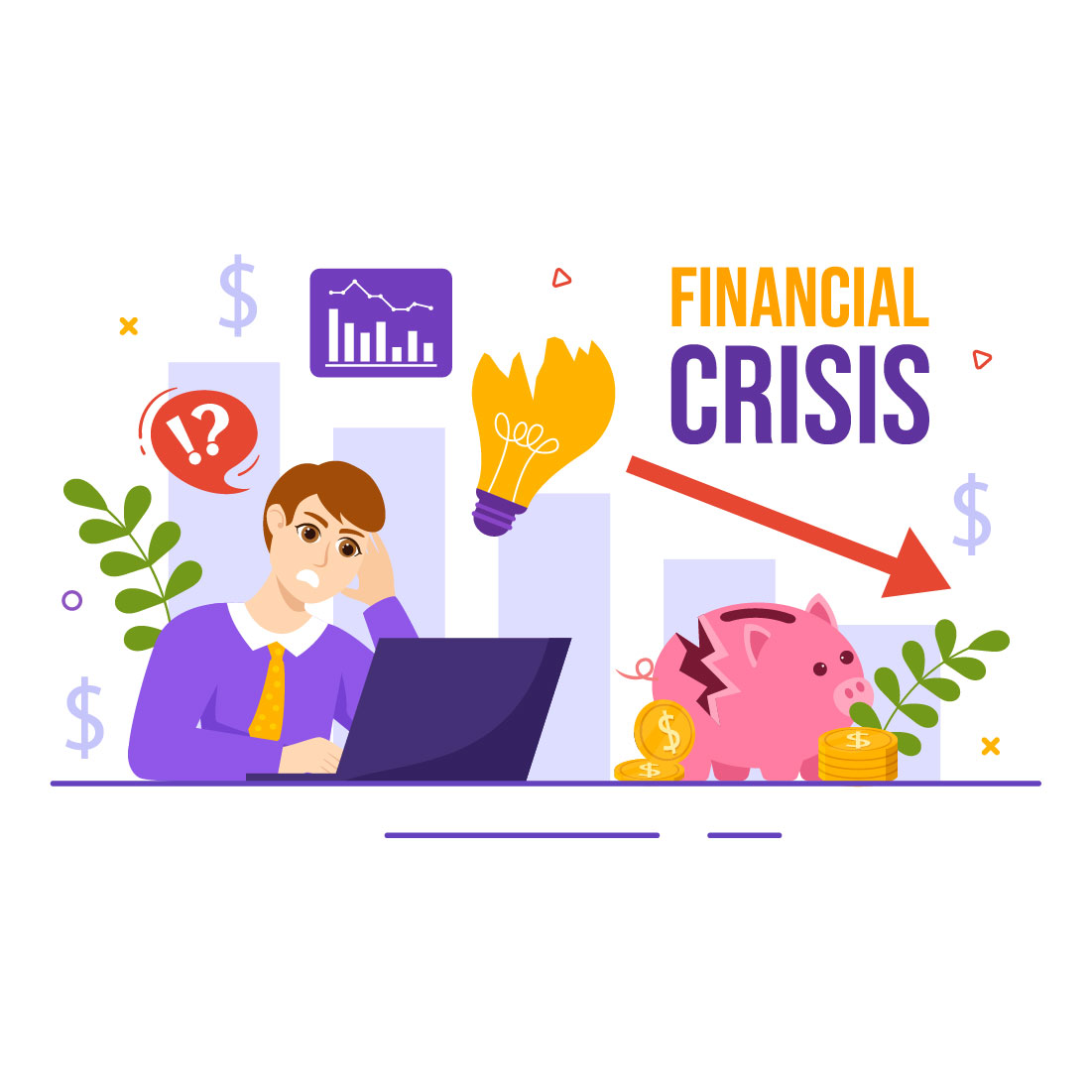 14 Financial Crisis Illustration cover image.