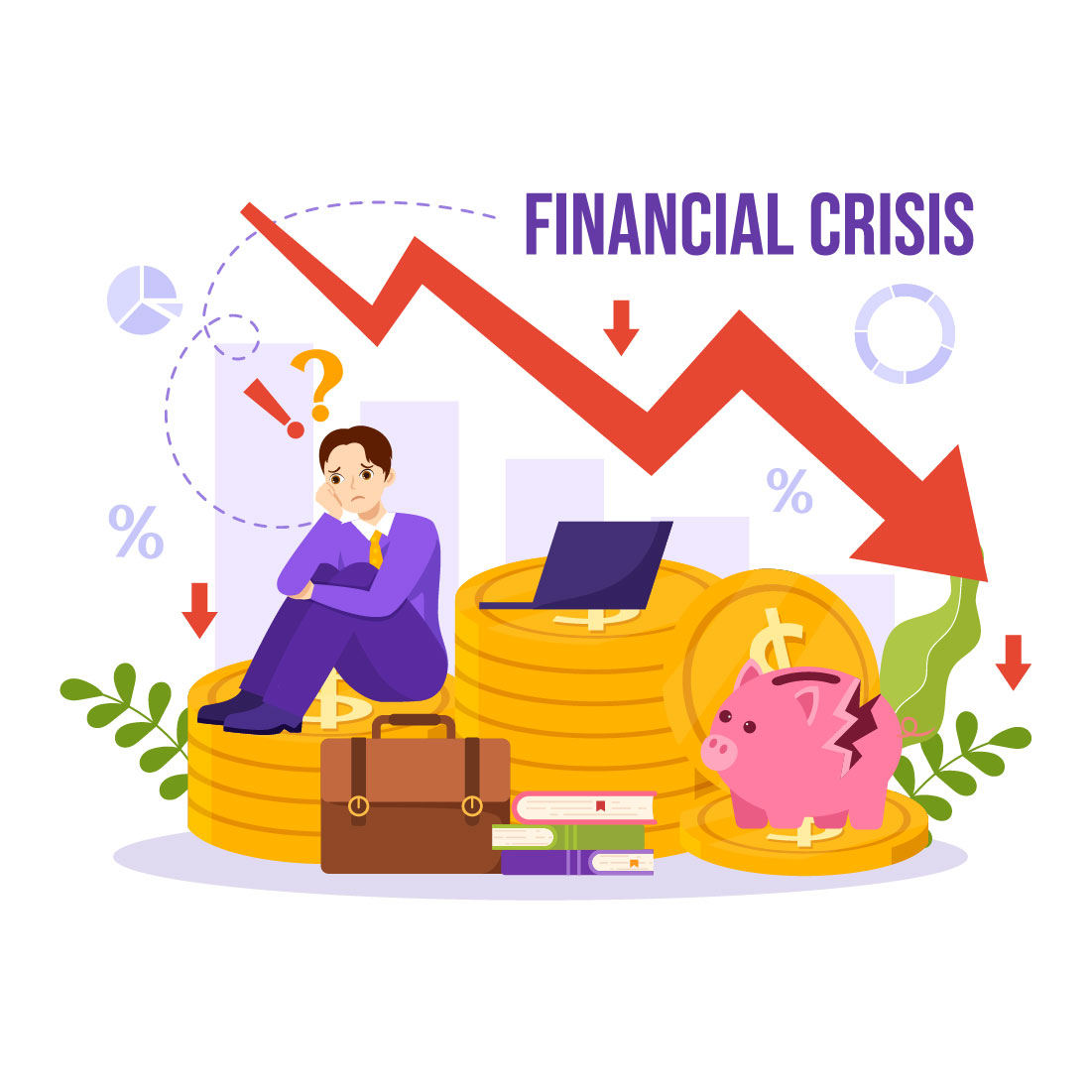 14 Financial Crisis Illustration preview image.