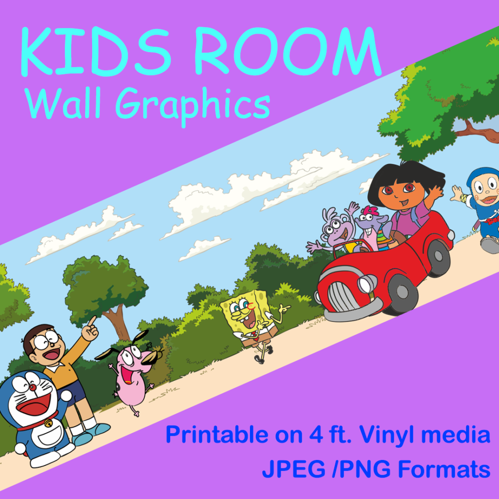 Kids Room Wall Graphics for print Vinyl, Flex or Cloth with Cartoon ...