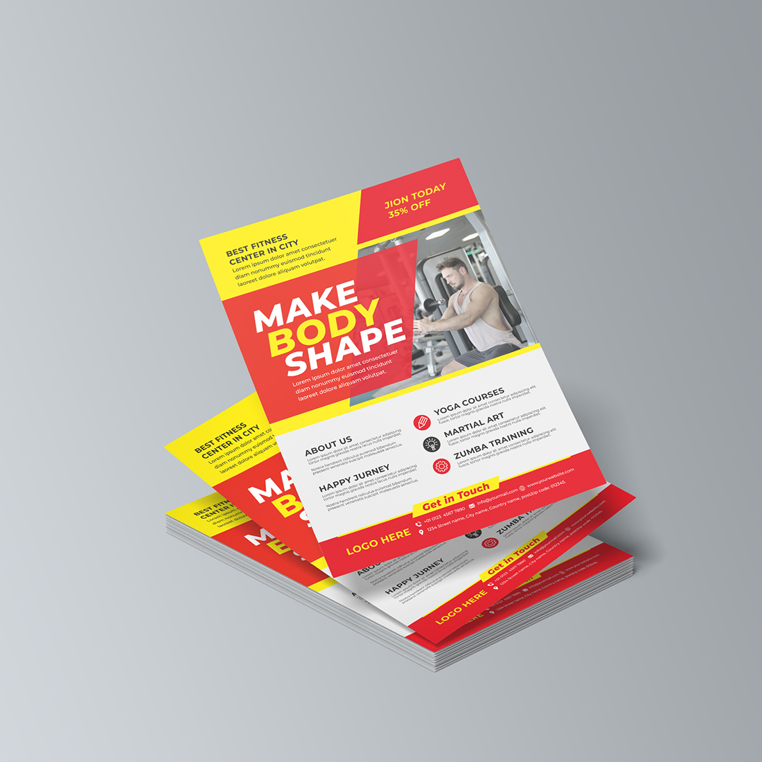 GYM Flyer Template Design preview image.