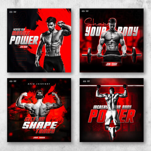 Gym and Fitness / Academia - Social Media Posts Templates cover image.