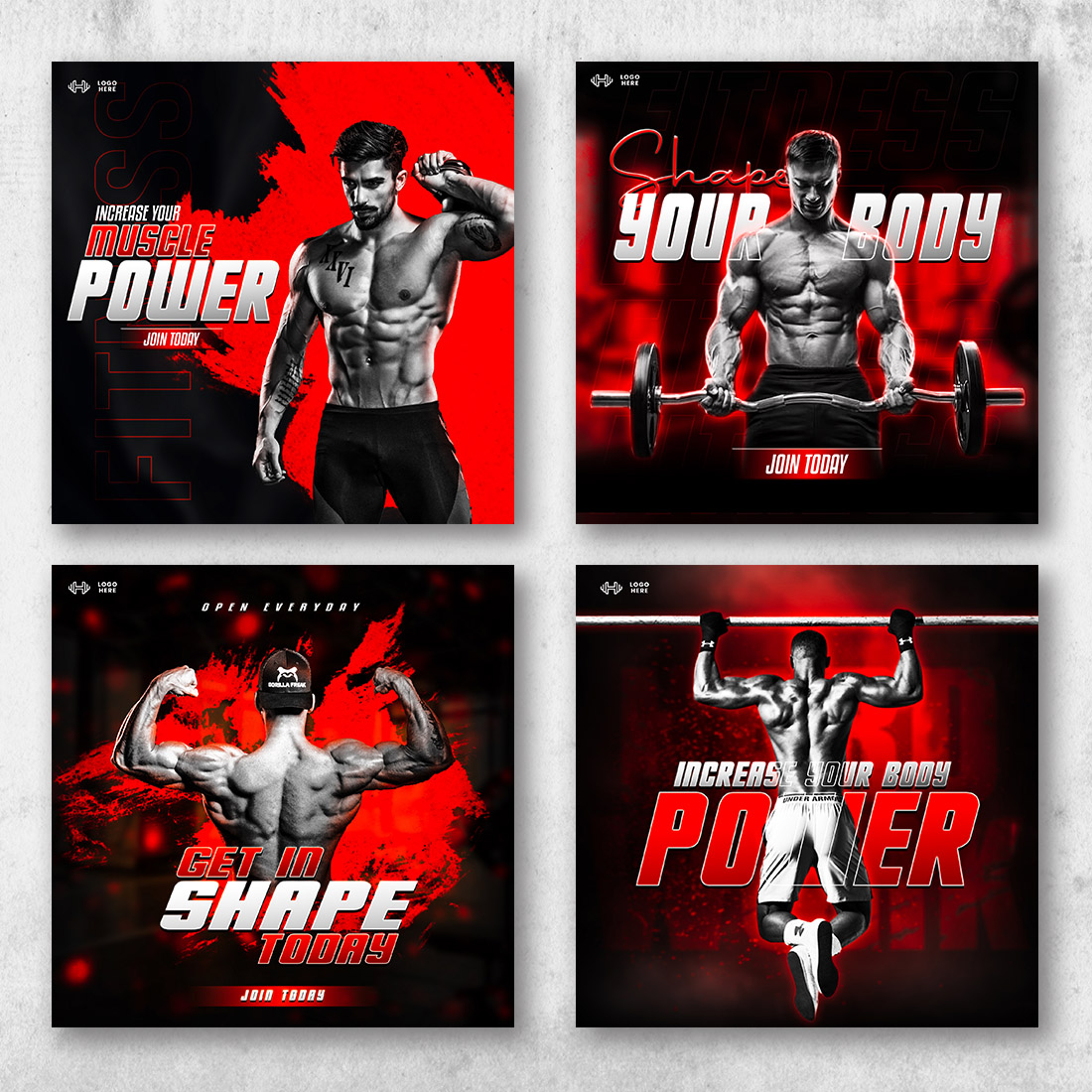 Gym and Fitness / Academia - Social Media Posts Templates preview image.