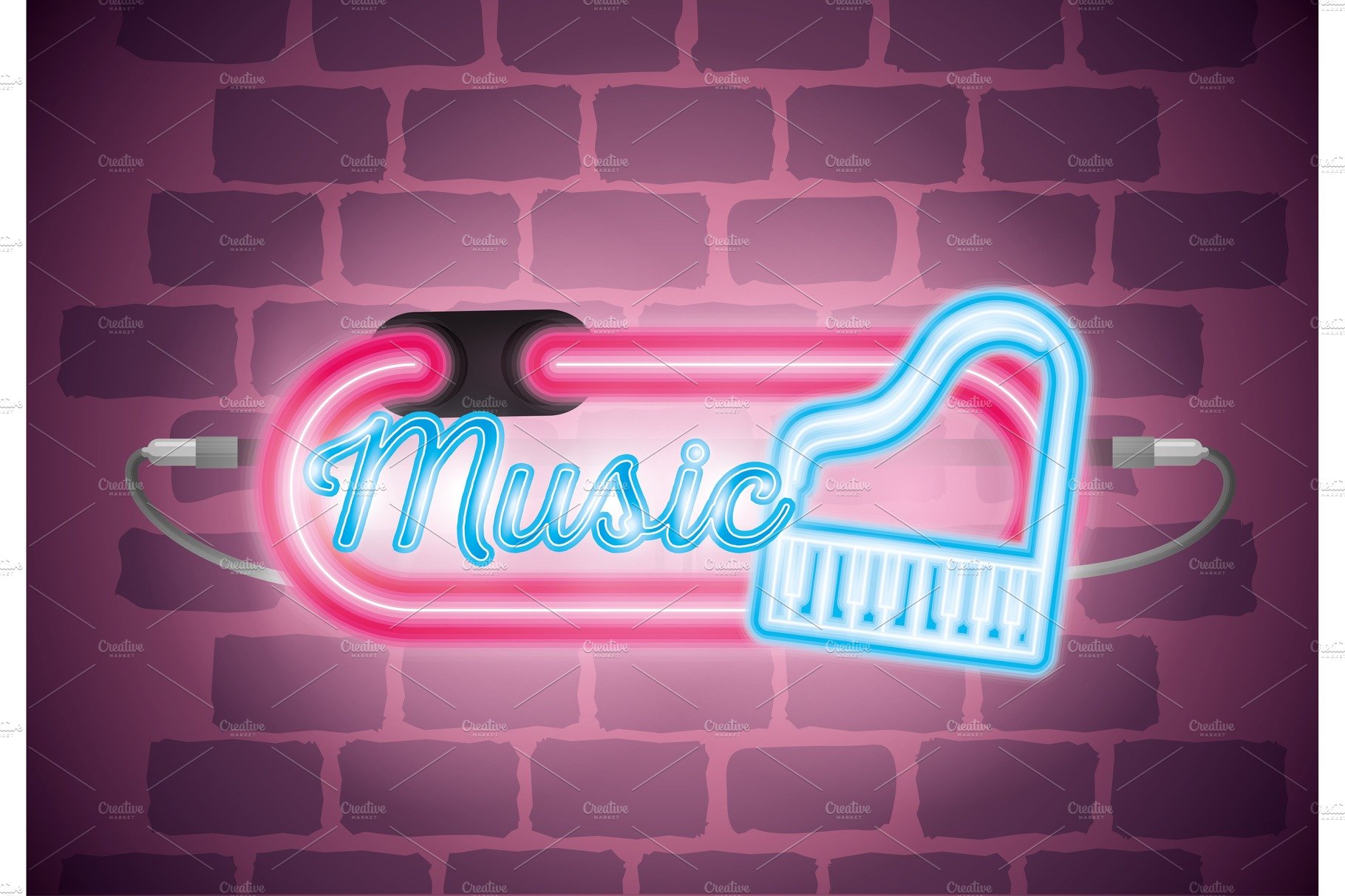 music iluminated neon label cover image.