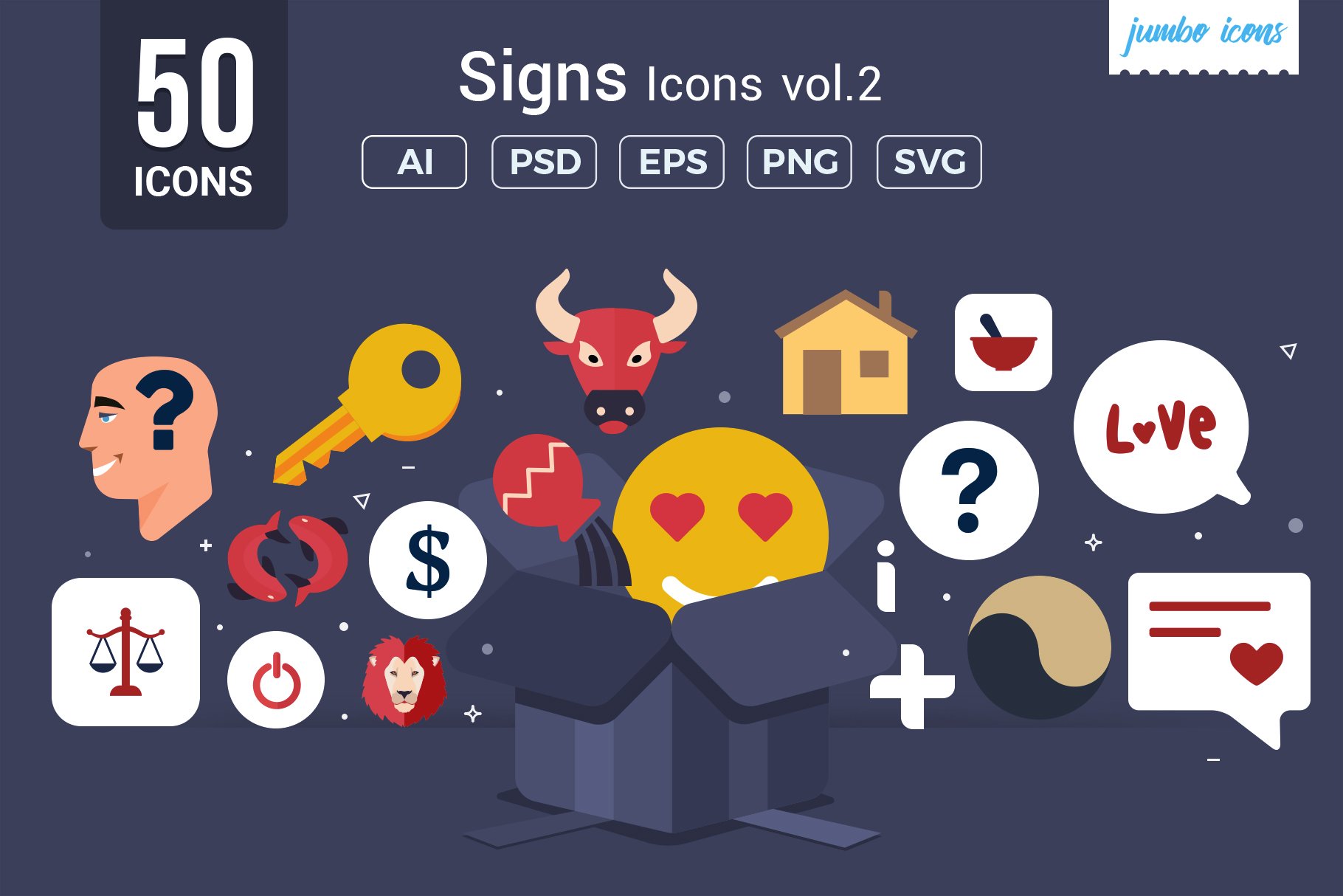 Flat Vector Icons Signs Pack V2 cover image.