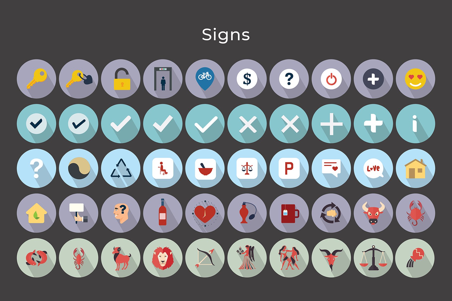 flat vector icons signs 5 194