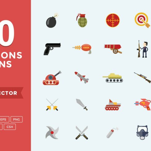 Flat Icons Game Weapons Set cover image.