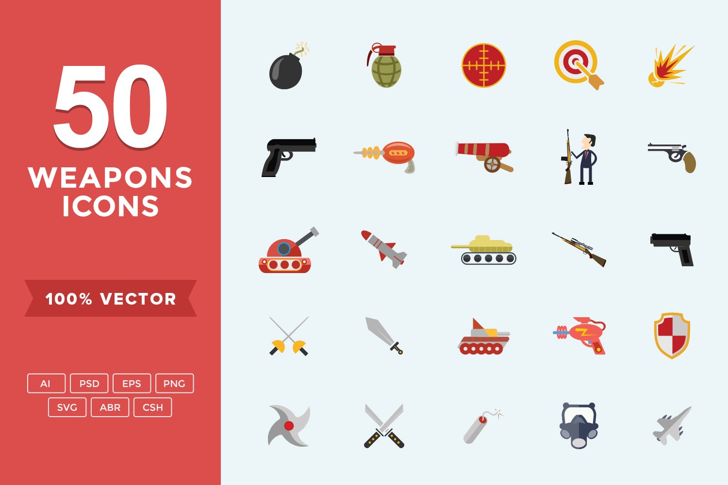 Flat Icons Game Weapons Set cover image.