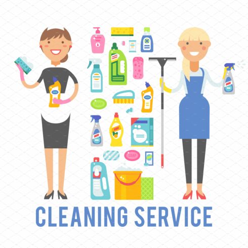 Cleaning service icons vector cover image.