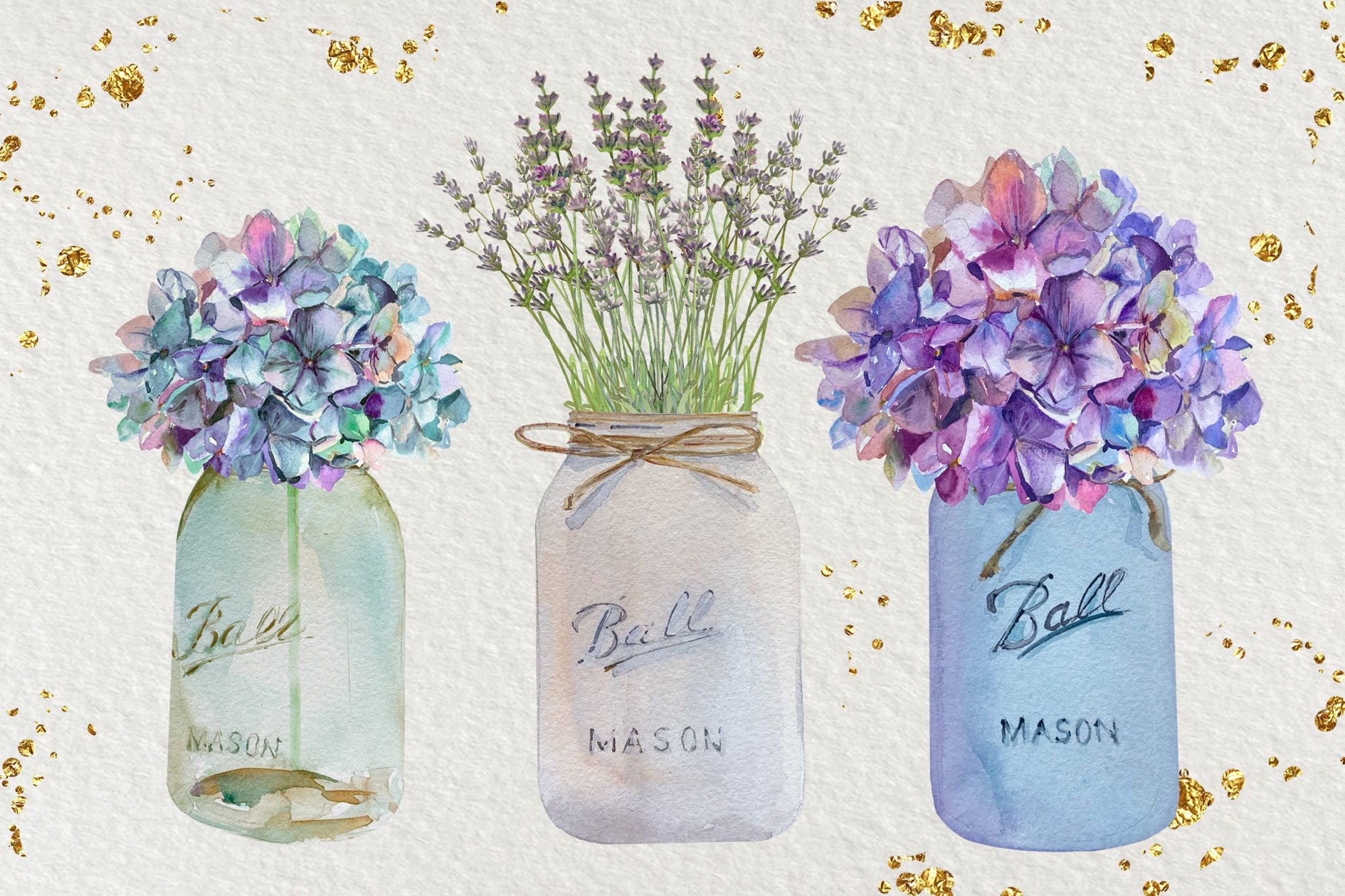 Floral Mason Jars - Watercolor Set cover image.