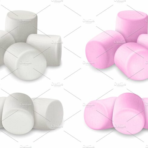 Realistic Fluffy Marshmallows Set. cover image.