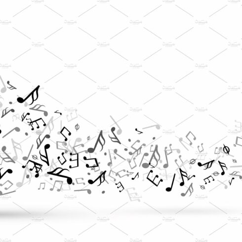 Music notes swirl. Wave with notes cover image.