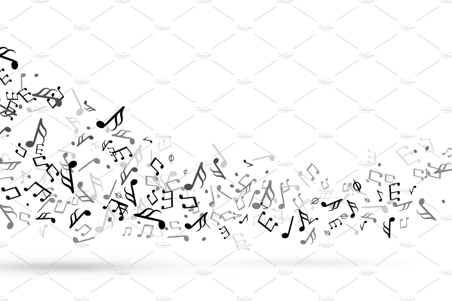 Music notes swirl. Wave with notes cover image.