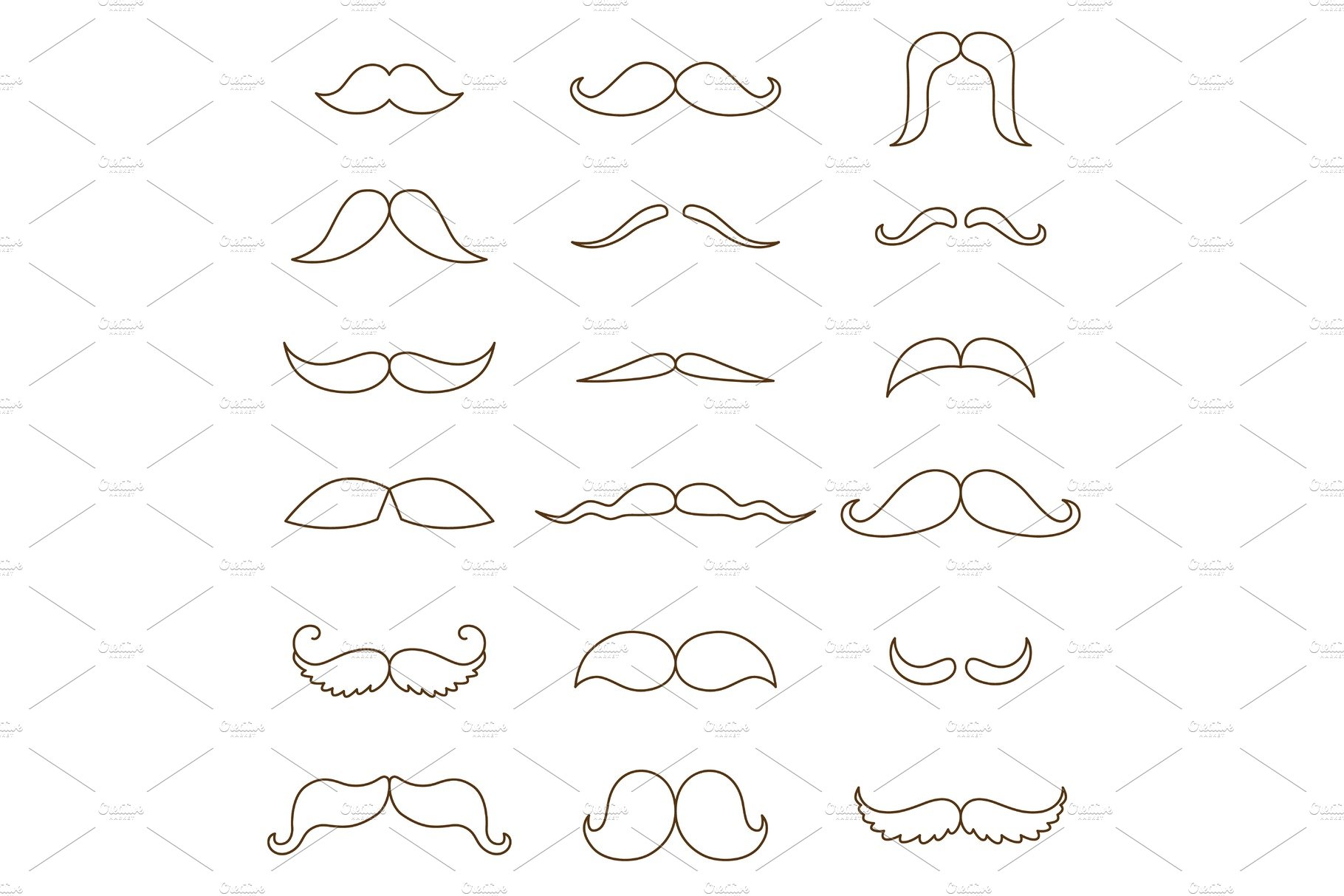 Mustache collection. Coloring cover image.