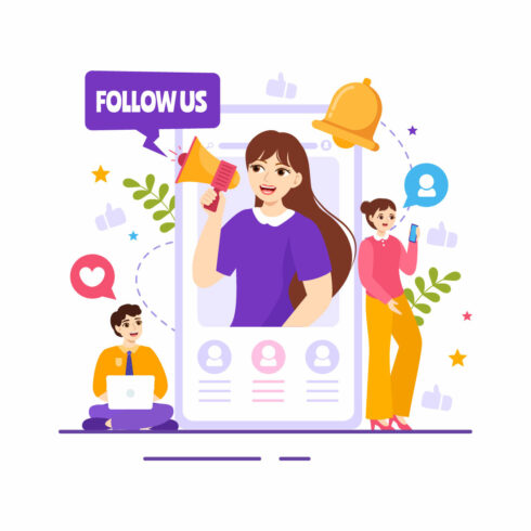16 Follow Us and Like Illustration cover image.