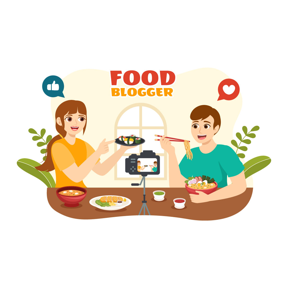13 Food Blogger Vector Illustration preview image.