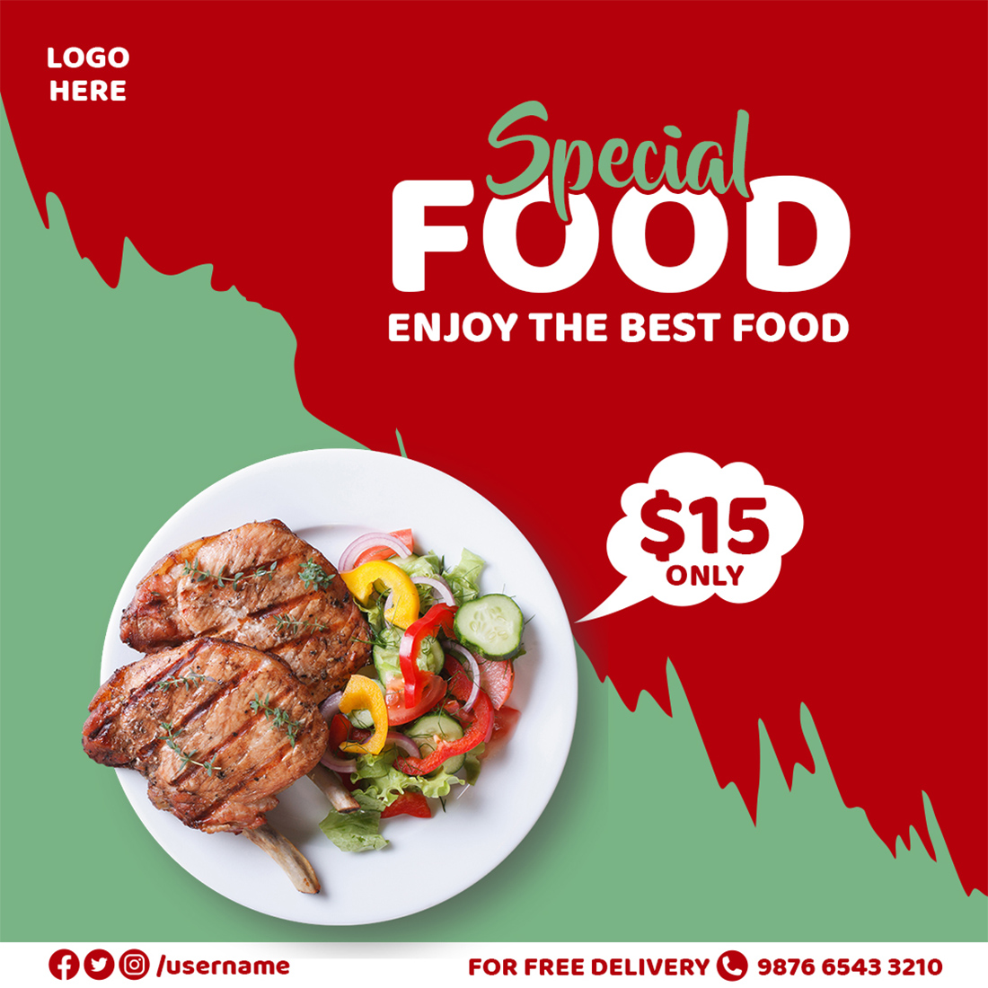 Special Food Restaurant Social Media Post Templates preview image.