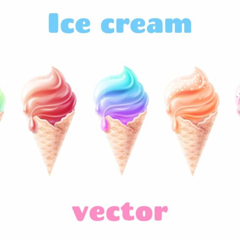 Ice cream set, realistic style cover image.