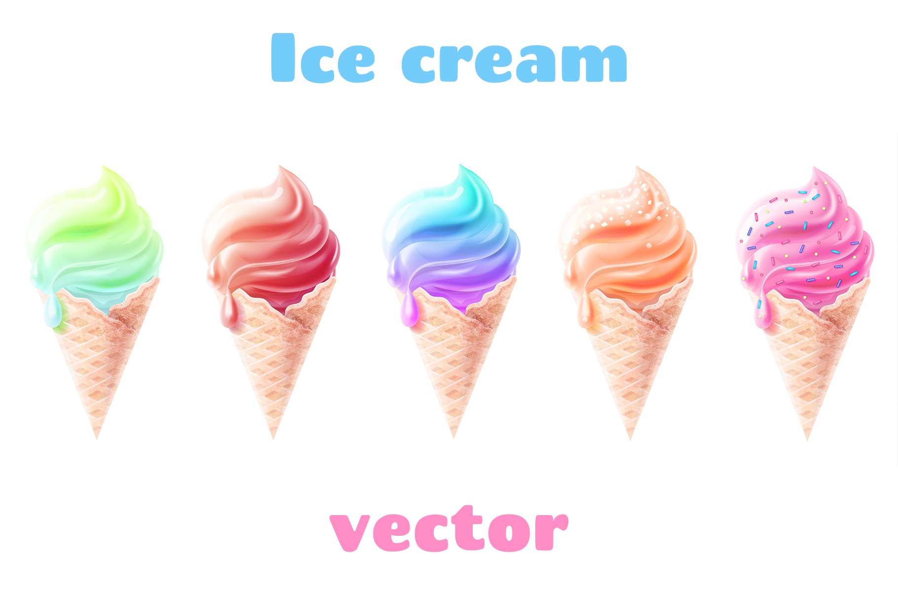 Ice cream set, realistic style cover image.