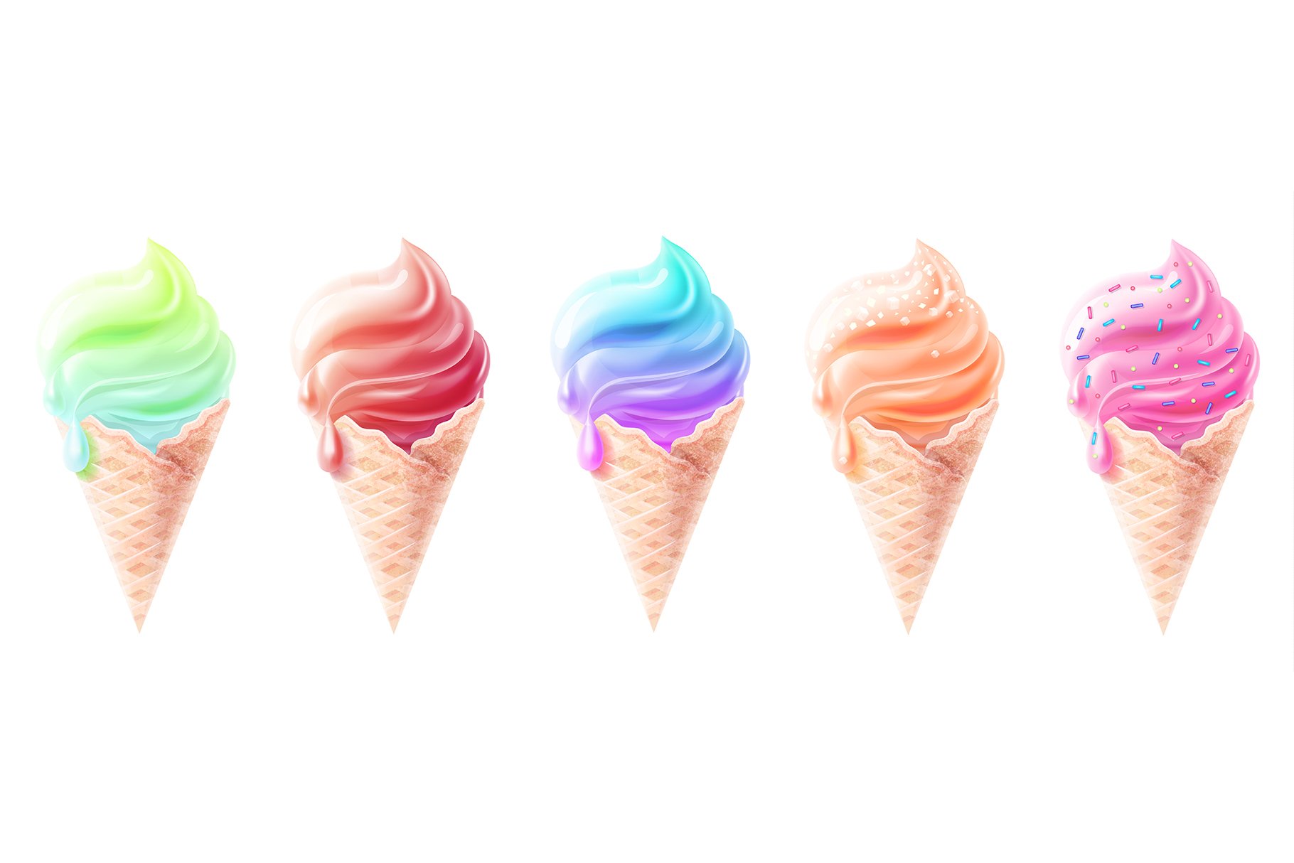 Ice cream set, realistic style preview image.