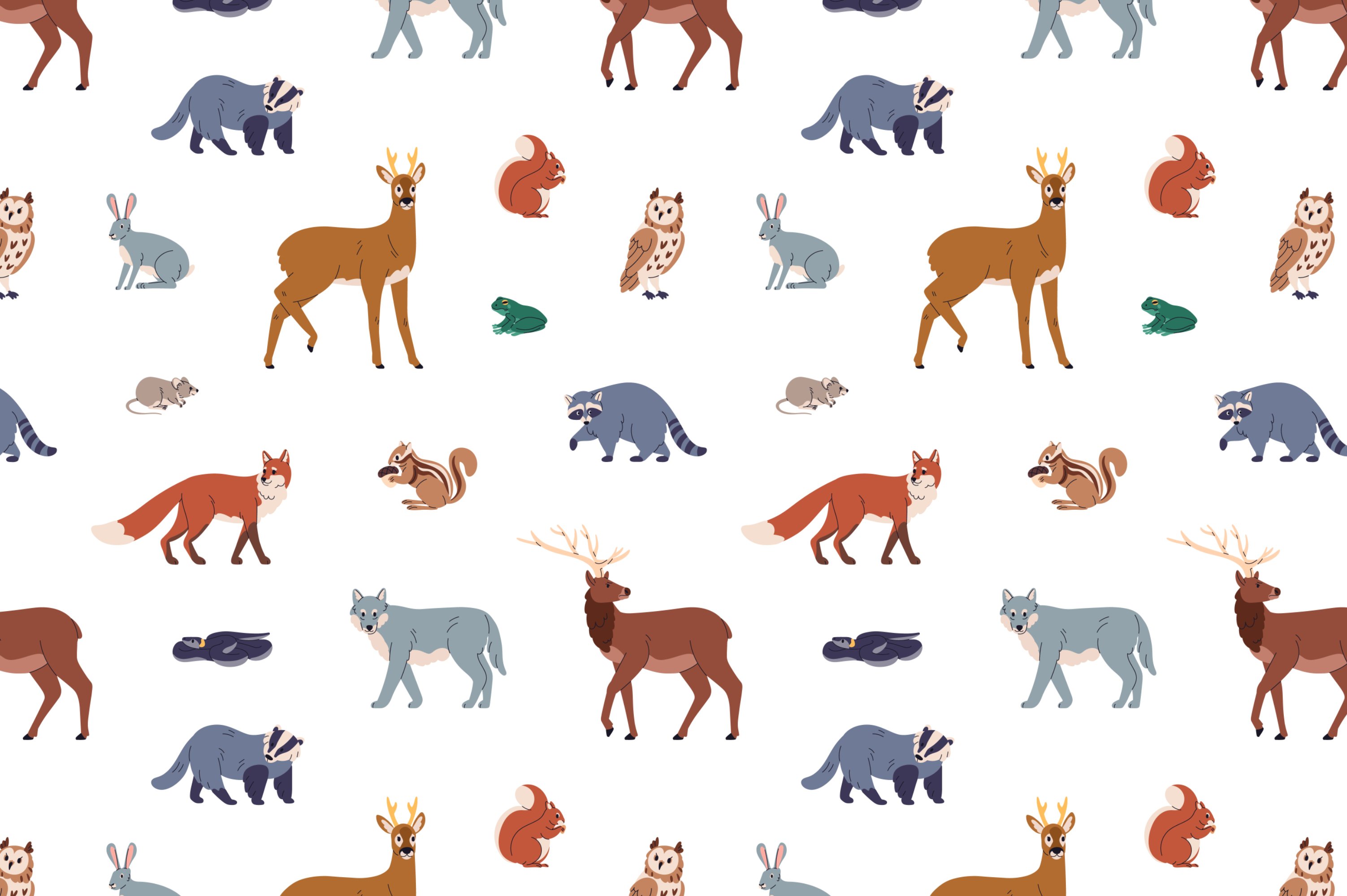 Forest animals seamless patterns set – MasterBundles