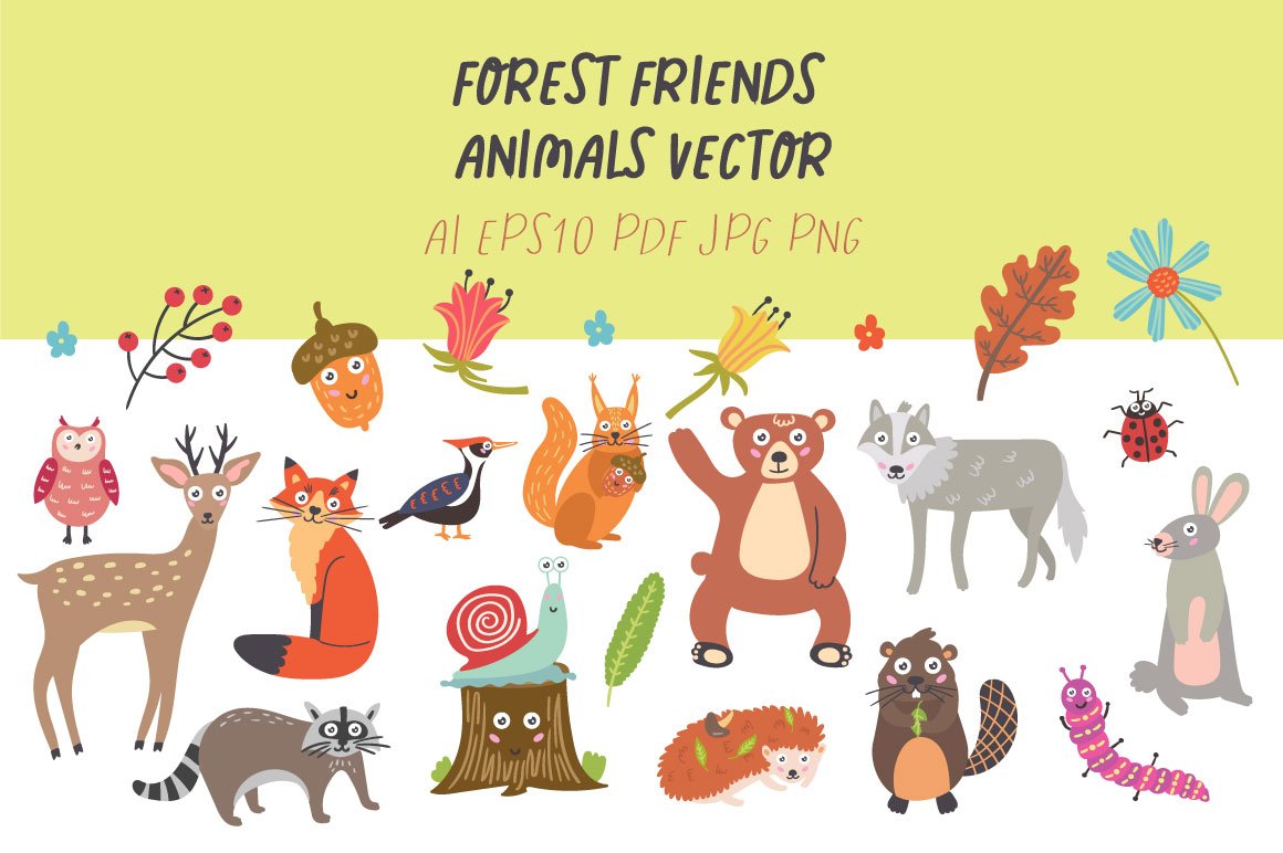 Forest Friends Animals Vector cover image.