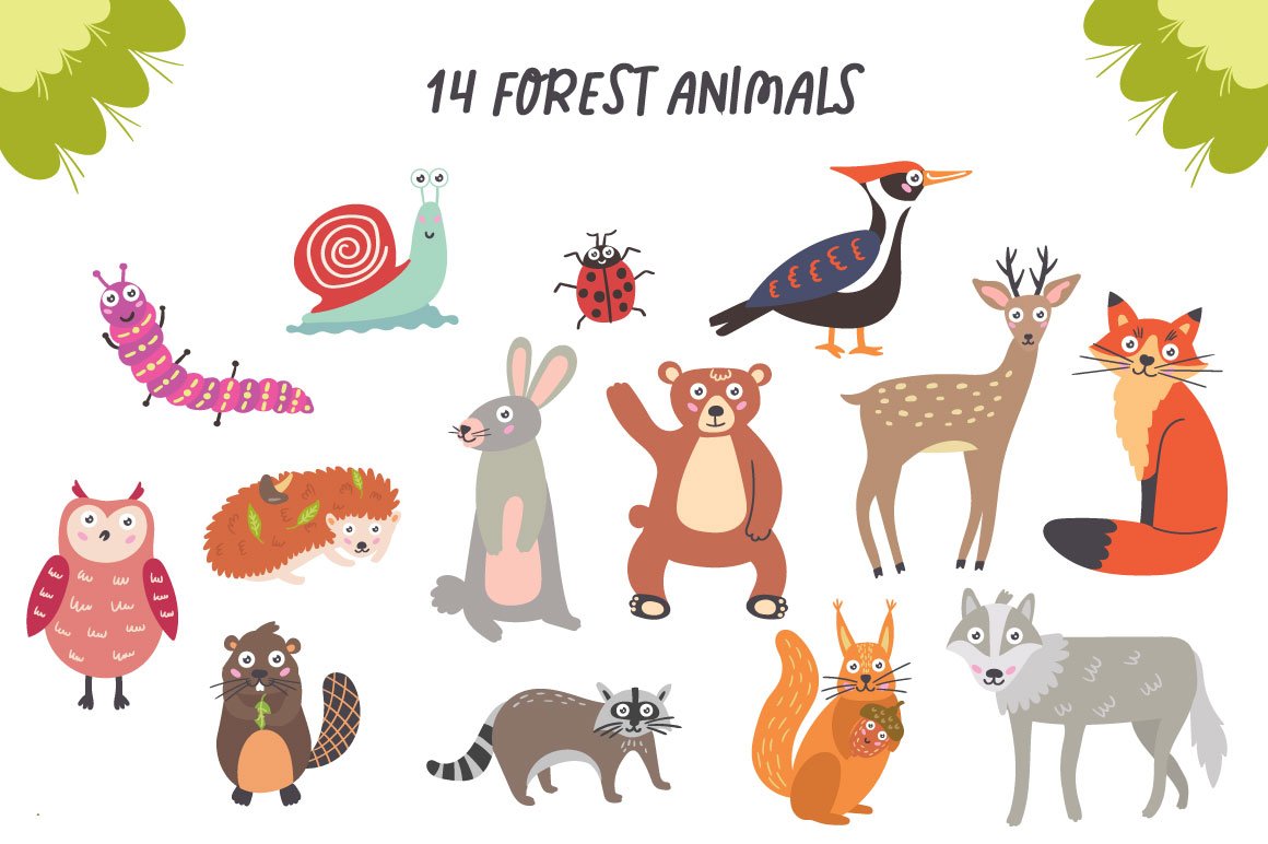 Forest Friends Animals Vector preview image.