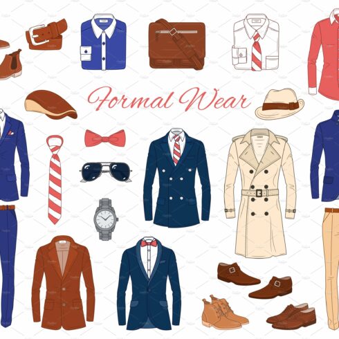 Male Fashion set, vector cover image.