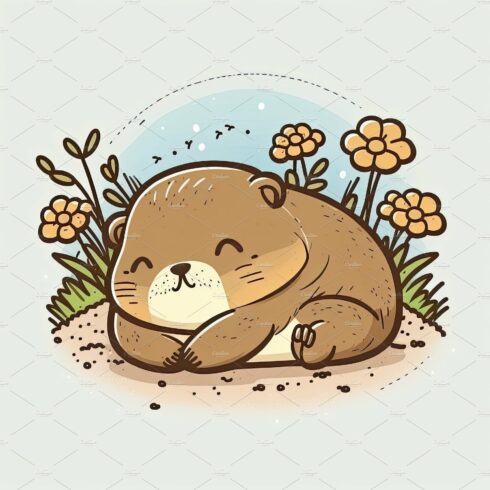 Cartoon happy beaver on a light color background. Generative AI cover image.