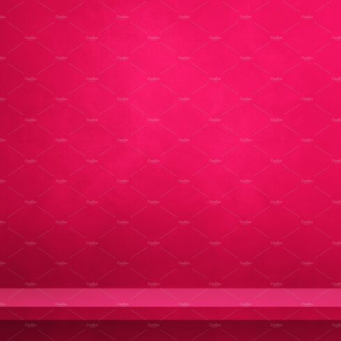 Empty shelf on a pink wall. Background template. Vertical backdr cover image.