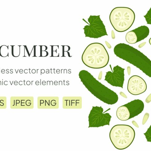 Seamless vector cucumber patterns cover image.