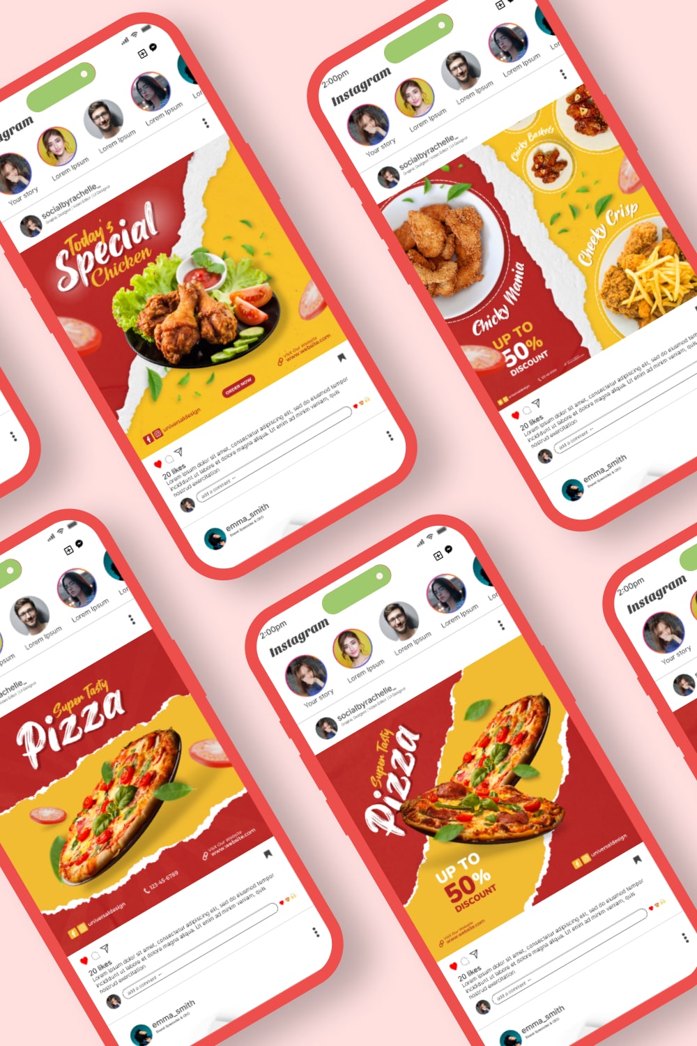Templates for superb food social media banners/flyers pinterest preview image.