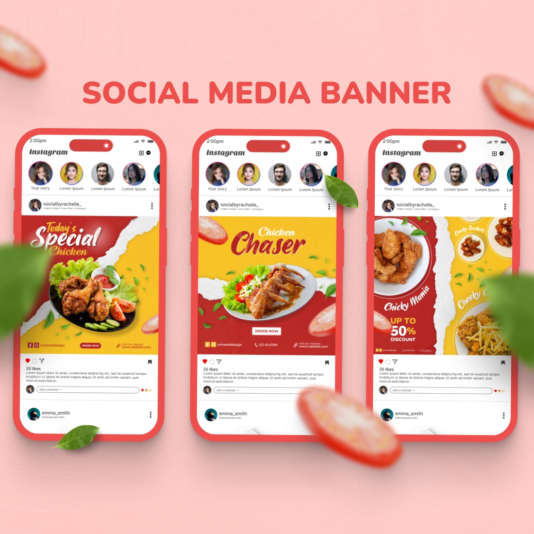 Templates for superb food social media banners/flyers preview image.