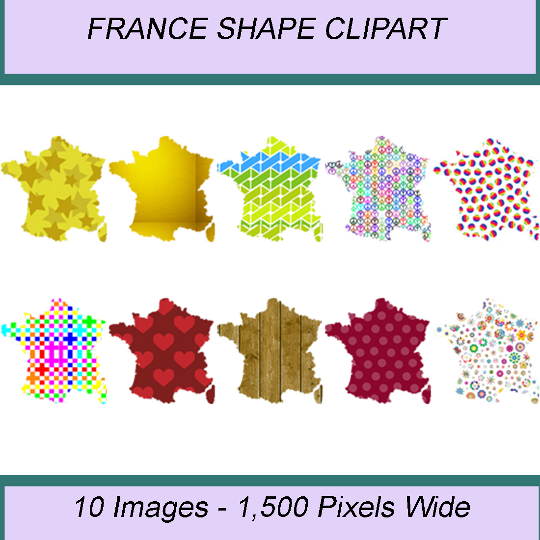FRANCE SHAPE CLIPART ICONS cover image.