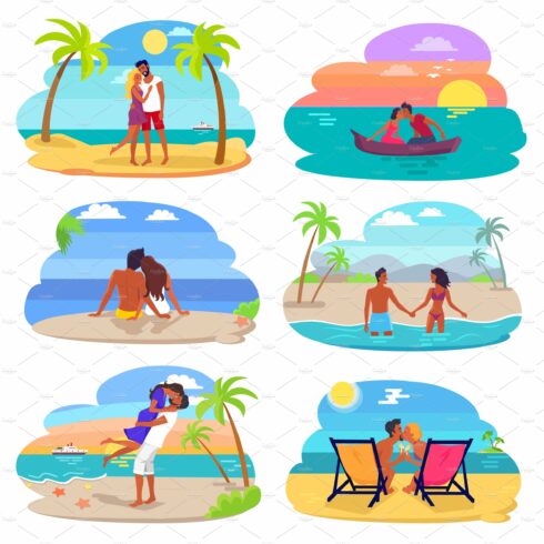 Couples in Love Seaside Set Vector cover image.