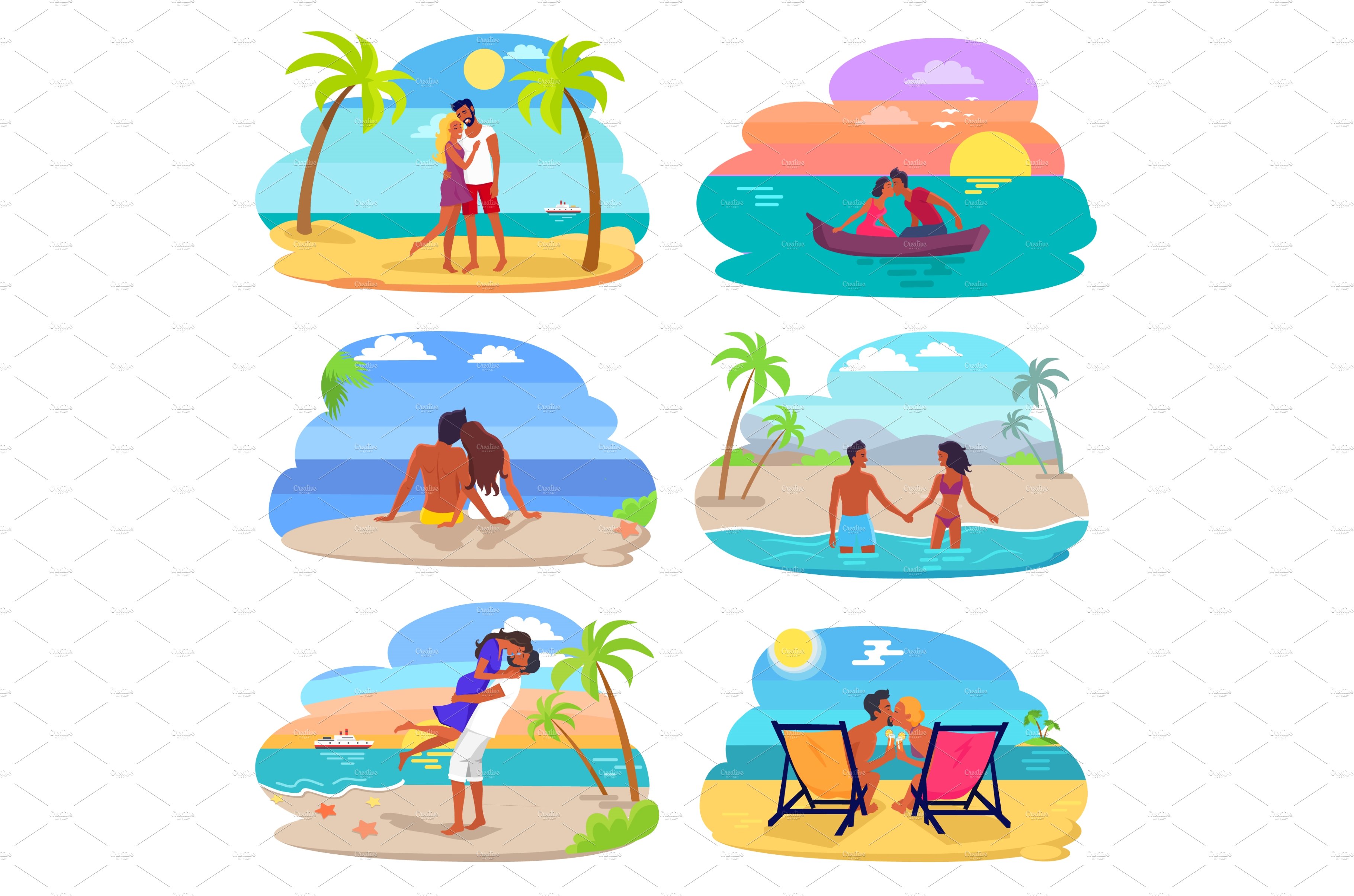 Couples in Love Seaside Set Vector cover image.