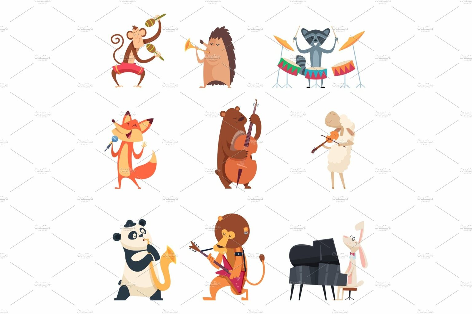Animals with music instruments. Zoo – MasterBundles