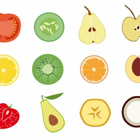 Fruits and vegetables slices cover image.