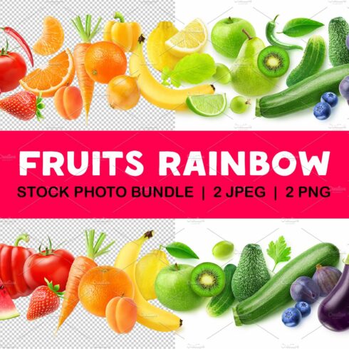 Fruits in rainbow line cover image.