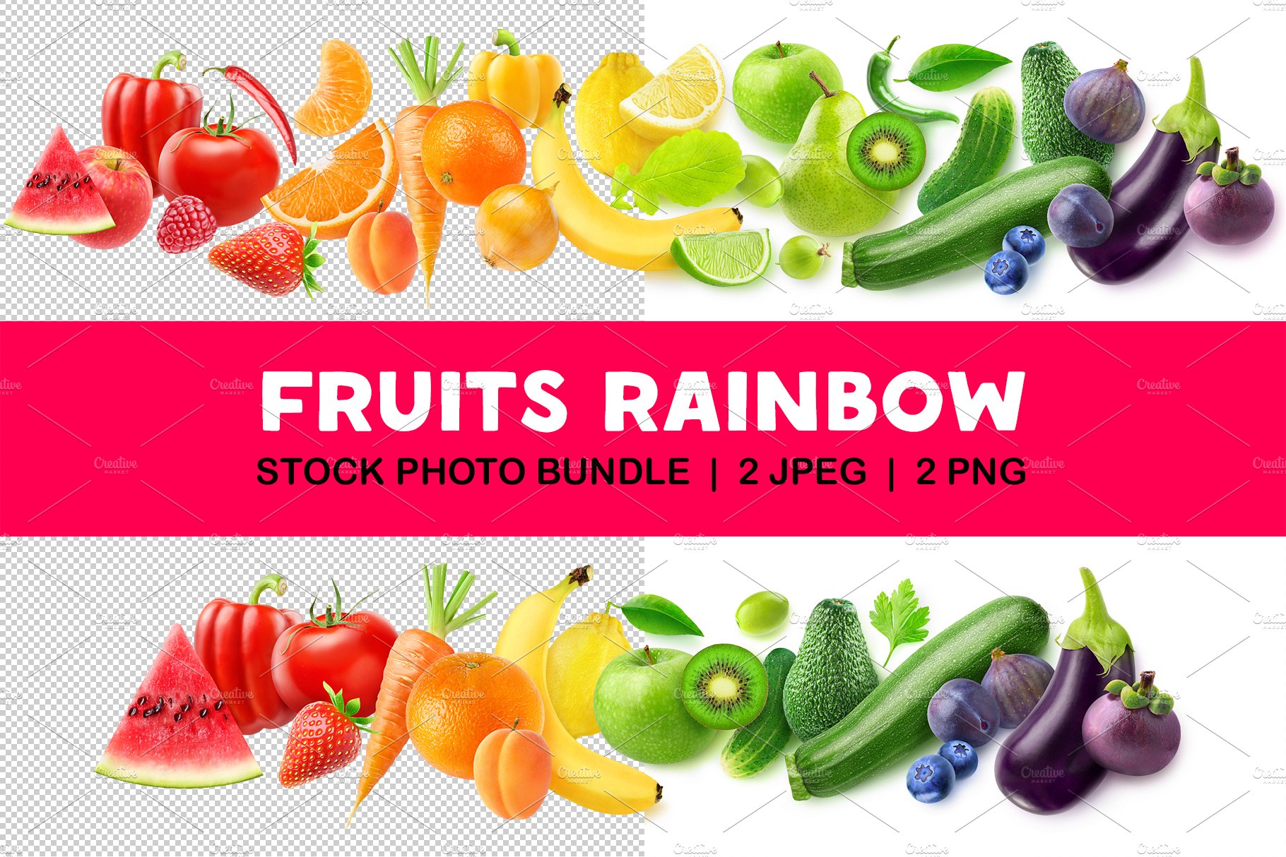 Fruits in rainbow line cover image.