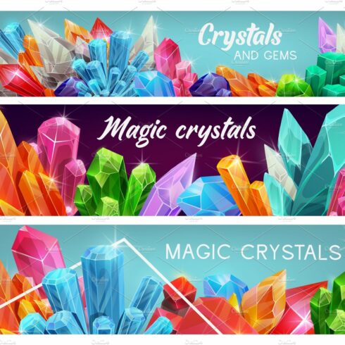 Magic crystals, gems, gemstones cover image.