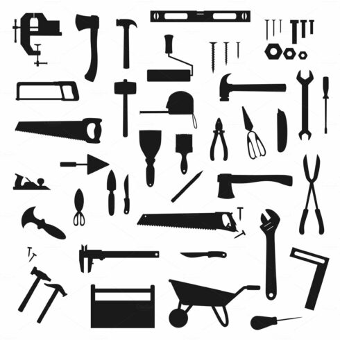 Work tools silhouettes cover image.
