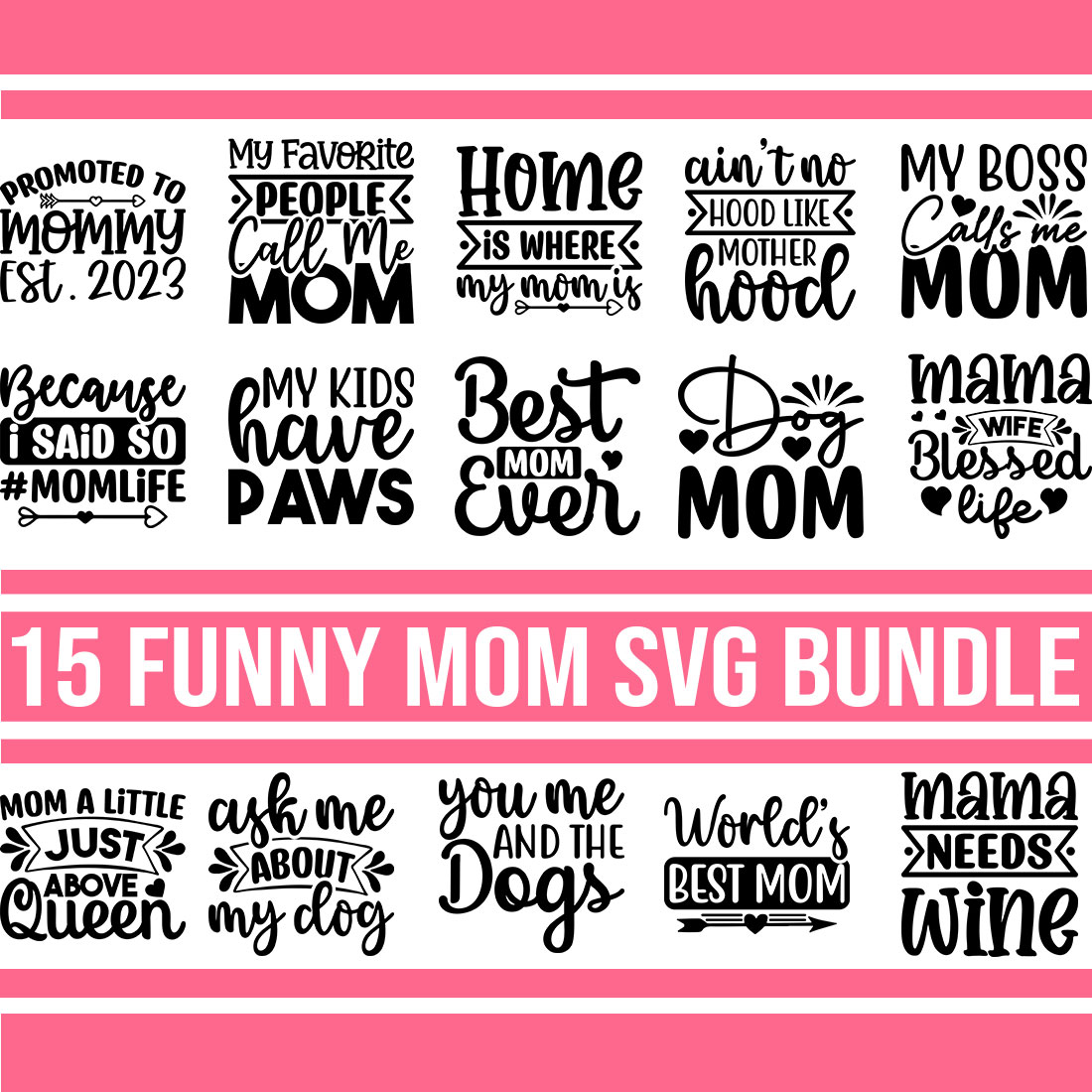 Funny Mom SVG Bundle preview image.