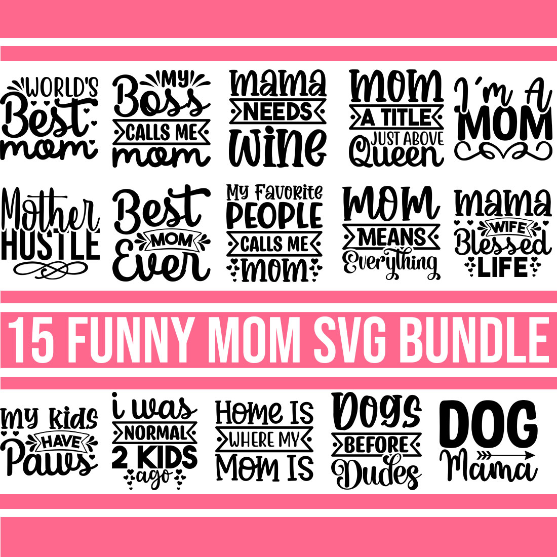 Funny Mom SVG Bundle preview image.