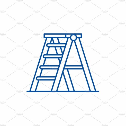 Folding ladder line icon concept cover image.