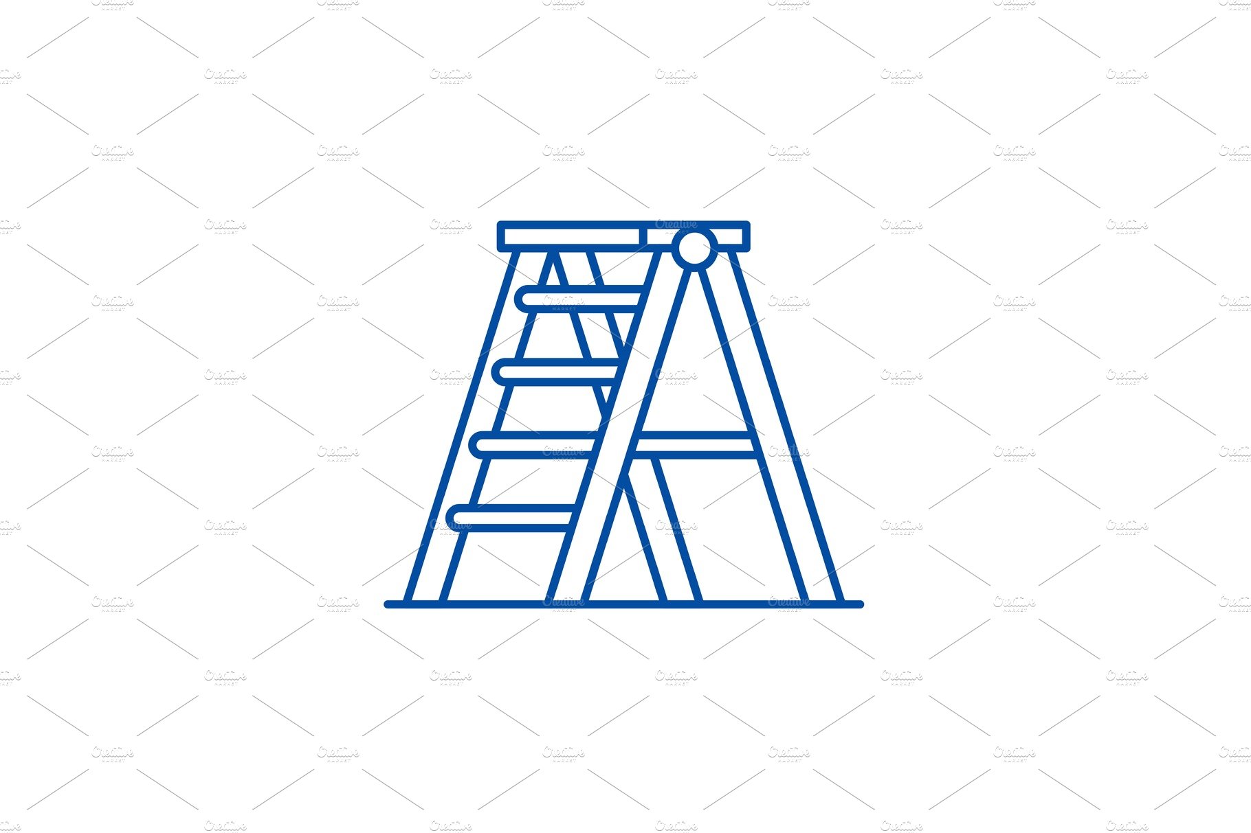 Folding ladder line icon concept cover image.