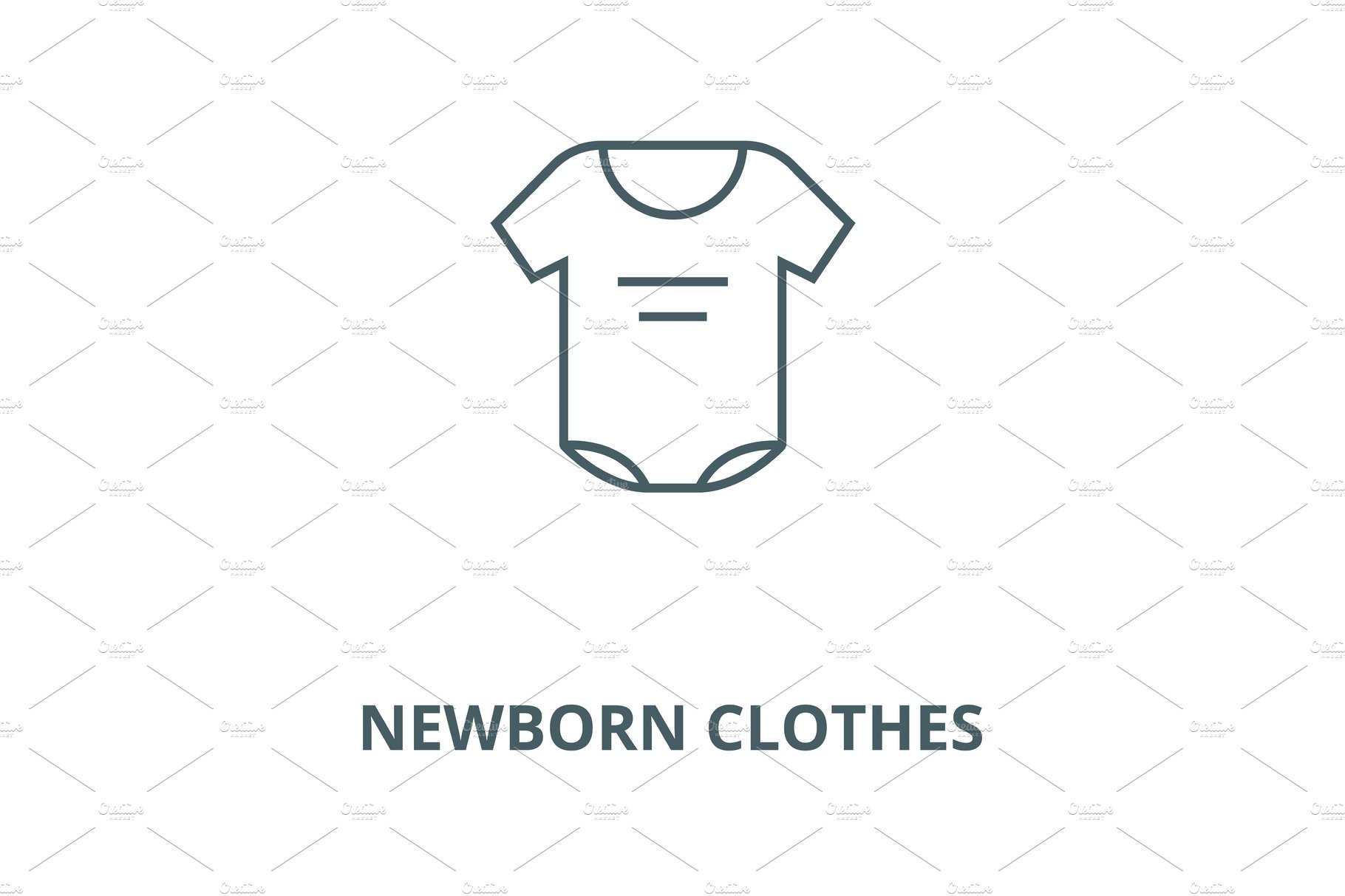 Newborn clothes vector line icon cover image.