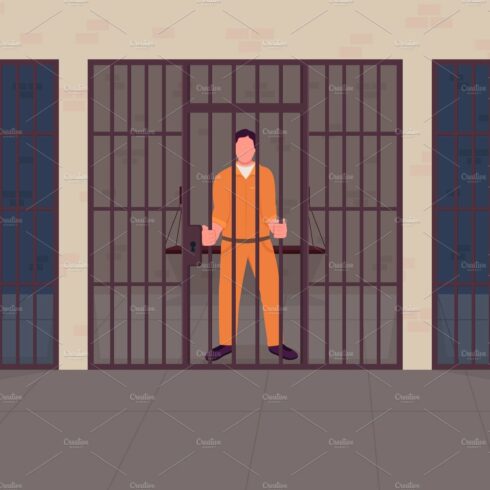 Criminal in prison illustration cover image.